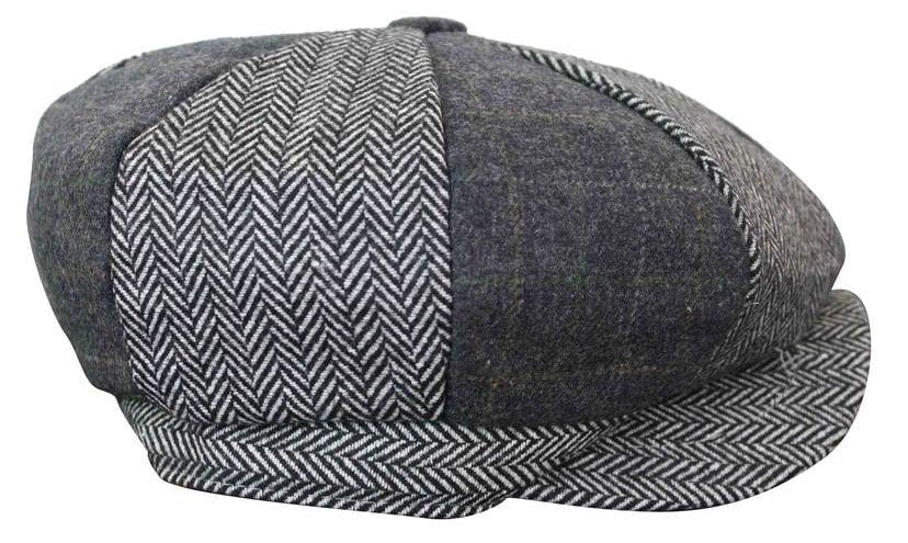 HT6325 - Vyriška languota eglutės rašto tvido mišinio „Newsboy“ 8 panelių kepurė