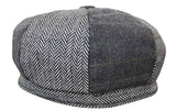 HT6325 - Vyriška languota eglutės rašto tvido mišinio „Newsboy“ 8 panelių kepurė