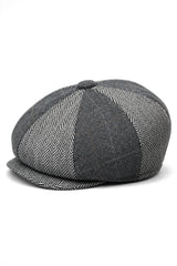 HT6325 - Vyriška languota eglutės rašto tvido mišinio „Newsboy“ 8 panelių kepurė