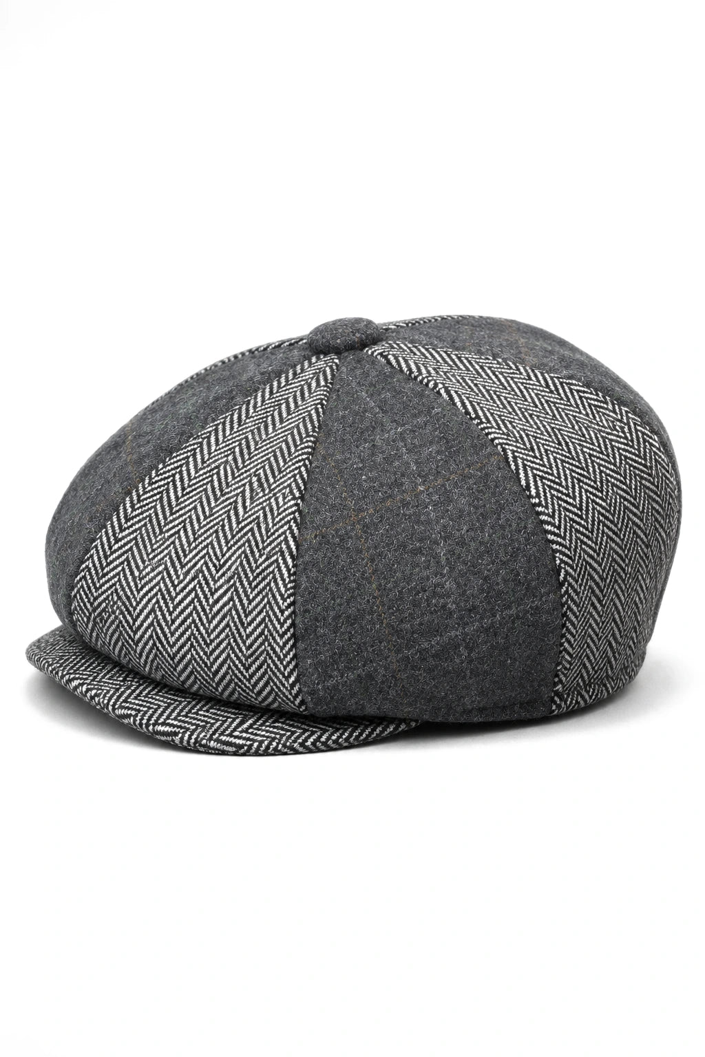 HT6325 - Vyriška languota eglutės rašto tvido mišinio „Newsboy“ 8 panelių kepurė