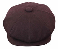 HT6363 - Vyriška vintažinė tvido kepuraitė „Newsboy Peaky Blinders“ - ruda/vyno spalvos