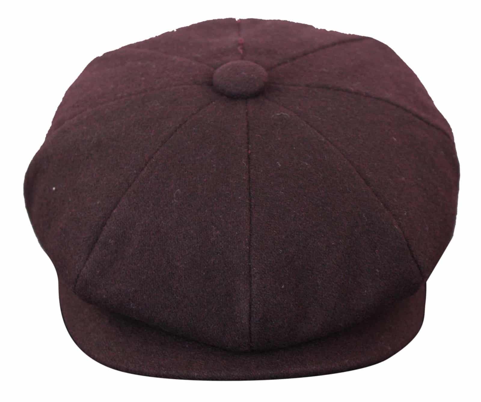 HT6363 - Vyriška vintažinė tvido kepuraitė „Newsboy Peaky Blinders“ - ruda/vyno spalvos