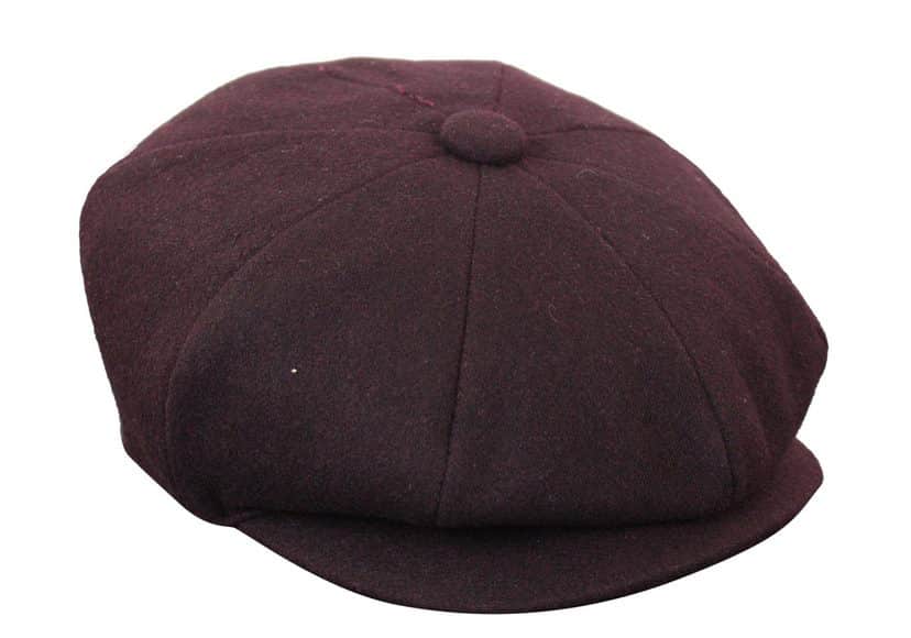 HT6363 - Vyriška vintažinė tvido kepuraitė „Newsboy Peaky Blinders“ - ruda/vyno spalvos