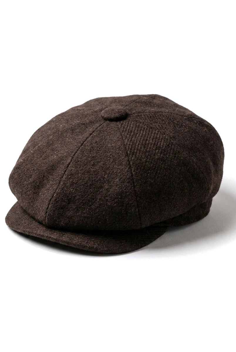 HT6363 - Vyriška vintažinė tvido kepuraitė „Newsboy Peaky Blinders“ - ruda/vyno spalvos