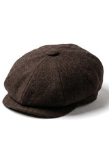 HT6363 - Vyriška vintažinė tvido kepuraitė „Newsboy Peaky Blinders“ - ruda/vyno spalvos