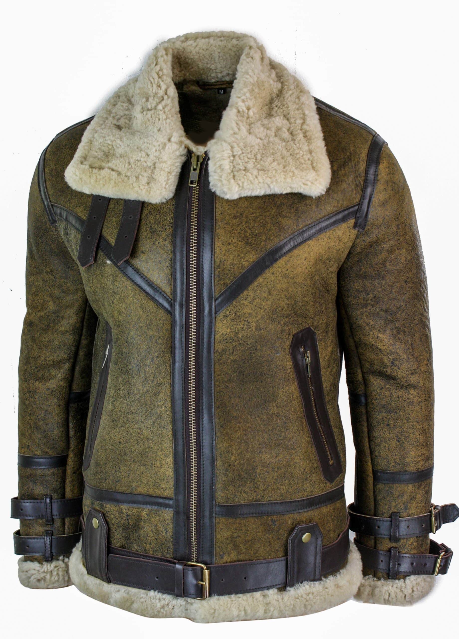 „Infinity EK01“ vyriška „Sherling“ tikros avikailio odos „Viking Vintage RAF“ striukė, ruda, kreminė, kailio