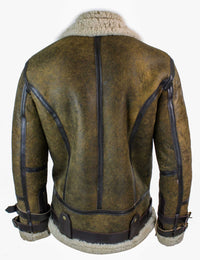„Infinity EK01“ vyriška „Sherling“ tikros avikailio odos „Viking Vintage RAF“ striukė, ruda, kreminė, kailio