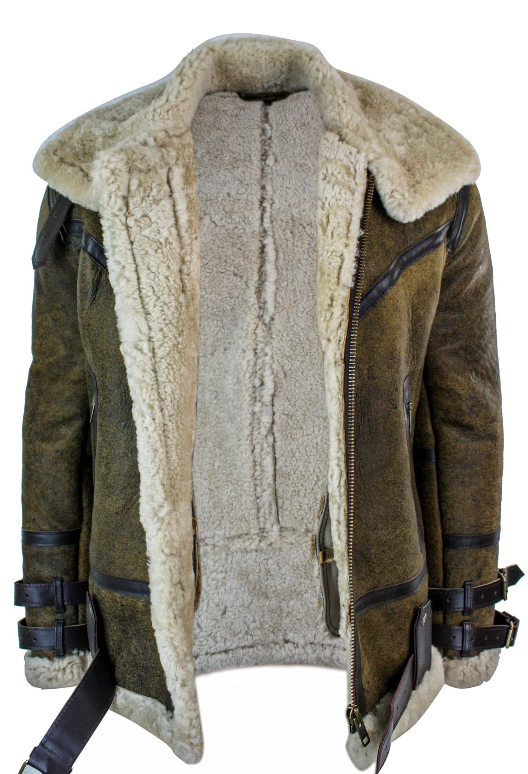 „Infinity EK01“ vyriška „Sherling“ tikros avikailio odos „Viking Vintage RAF“ striukė, ruda, kreminė, kailio