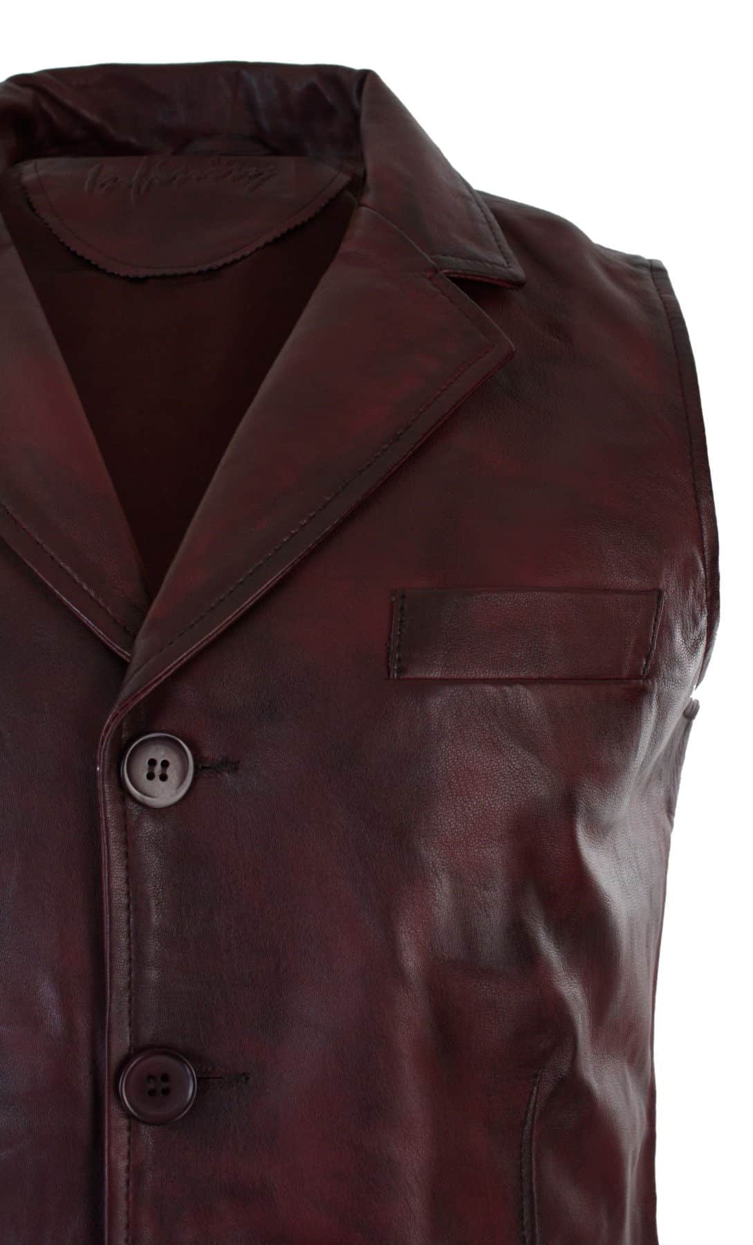 Vyriška tikros odos, gelsvai ruda, juoda, elegantiška, laisvalaikio stiliaus liemenė, vintažinė, retro-bordo spalvos