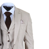 James - vyriškas trijų dalių kreminės spalvos prigludęs kostiumas