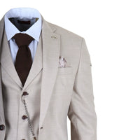 James - vyriškas trijų dalių kreminės spalvos prigludęs kostiumas