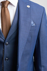 James vyriškas trijų dalių tamsiai mėlynas, priglundantis kostiumas