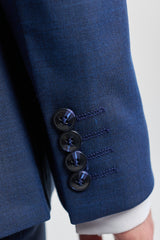 James vyriškas trijų dalių tamsiai mėlynas, priglundantis kostiumas