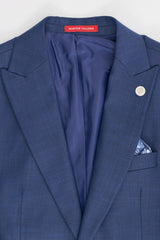 James vyriškas trijų dalių tamsiai mėlynas, priglundantis kostiumas