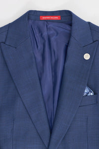 James vyriškas trijų dalių tamsiai mėlynas, priglundantis kostiumas