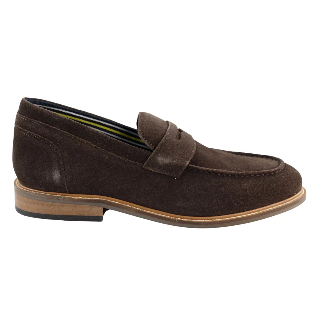 Vyriški „Real Full Suede“ užsegami mokasinai, rudi, stilingi, laisvalaikio, klasikinio stiliaus, patogūs.