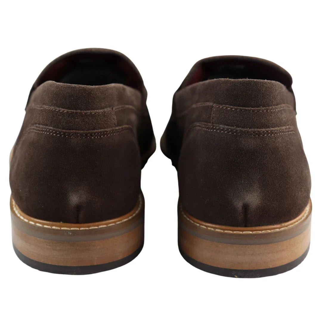Vyriški „Real Full Suede“ užsegami mokasinai, rudi, stilingi, laisvalaikio, klasikinio stiliaus, patogūs.