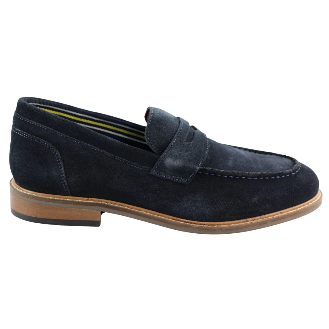 Vyriški „Real Full Suede“ užsegami mokasinai, tamsiai mėlyni, laisvalaikio, klasikinio stiliaus, patogūs.