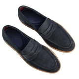 Vyriški „Real Full Suede“ užsegami mokasinai, tamsiai mėlyni, laisvalaikio, klasikinio stiliaus, patogūs.