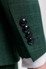 Leo - vyriškas žalias trijų dalių languotas kostiumas