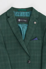 Leo - vyriškas žalias trijų dalių languotas kostiumas