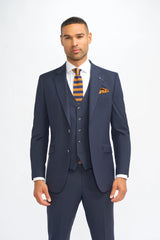 Malibu - vyriškas tamsiai mėlynas trijų dalių priglundantis kostiumas