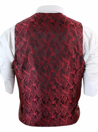 Vyriška dvieilė veltinio tvido liemenė su retro stiliaus raštu, plona kirpimo, „Herringbone“ rašto, „Melton“ rašto, DBC vyno spalvos