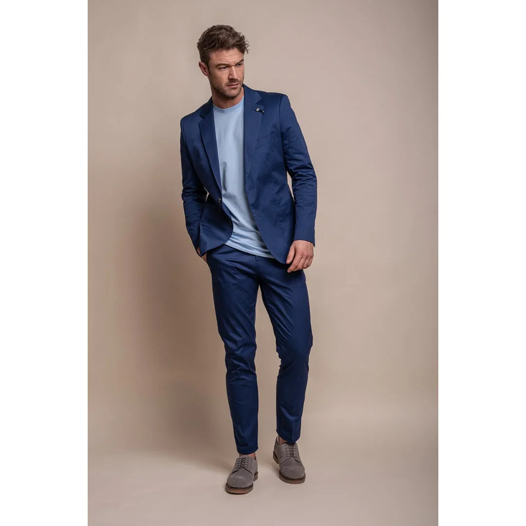 Mario - vyriškas vasarinis mėlynas elegantiškas švarkas