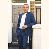 Mario - vyriškas dviejų dalių vasarinis kostiumas, mėlynas, biuro, vestuvinis, klasikinis, itališkas