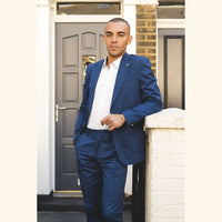 Mario - vyriškas dviejų dalių vasarinis kostiumas, mėlynas, biuro, vestuvinis, klasikinis, itališkas