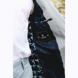 Mario - vyriškas dviejų dalių vasarinis kostiumas, šviesiai mėlynas, vestuvinis, klasikinis, itališkas