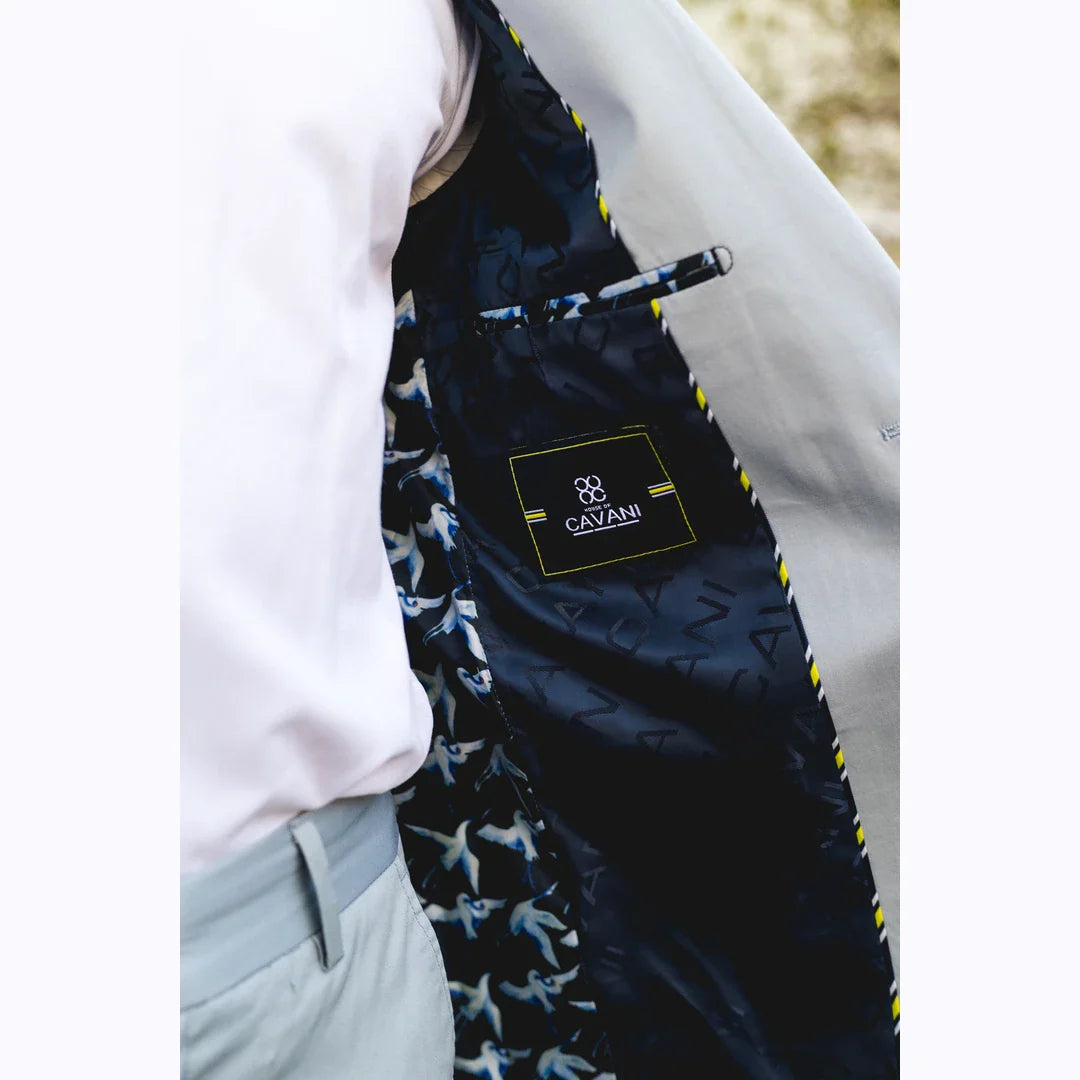 Mario - vyriškas dviejų dalių vasarinis kostiumas, šviesiai mėlynas, vestuvinis, klasikinis, itališkas