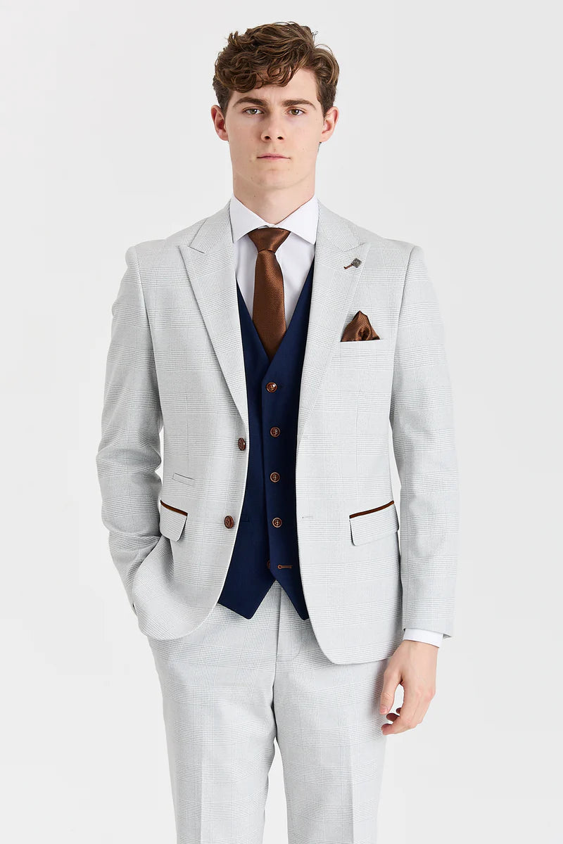Marko Stone'o kostiumas su kontrastinga „Mayfair Navy“ liemene