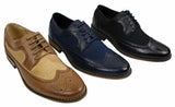 Vyriški odiniai bateliai „Brogues“, italų dizainerio, laisvalaikio stiliaus, rudi, juodi, tamsiai mėlyni, retro stiliaus.
