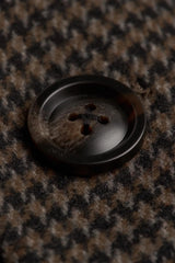Vyriškas rudas vilnos mišinio „Houndstooth“ tvido paltas