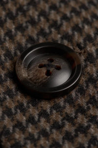 Vyriškas rudas vilnos mišinio „Houndstooth“ tvido paltas
