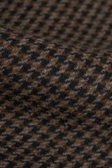 Vyriškas rudas vilnos mišinio „Houndstooth“ tvido paltas