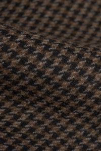 Vyriškas rudas vilnos mišinio „Houndstooth“ tvido paltas