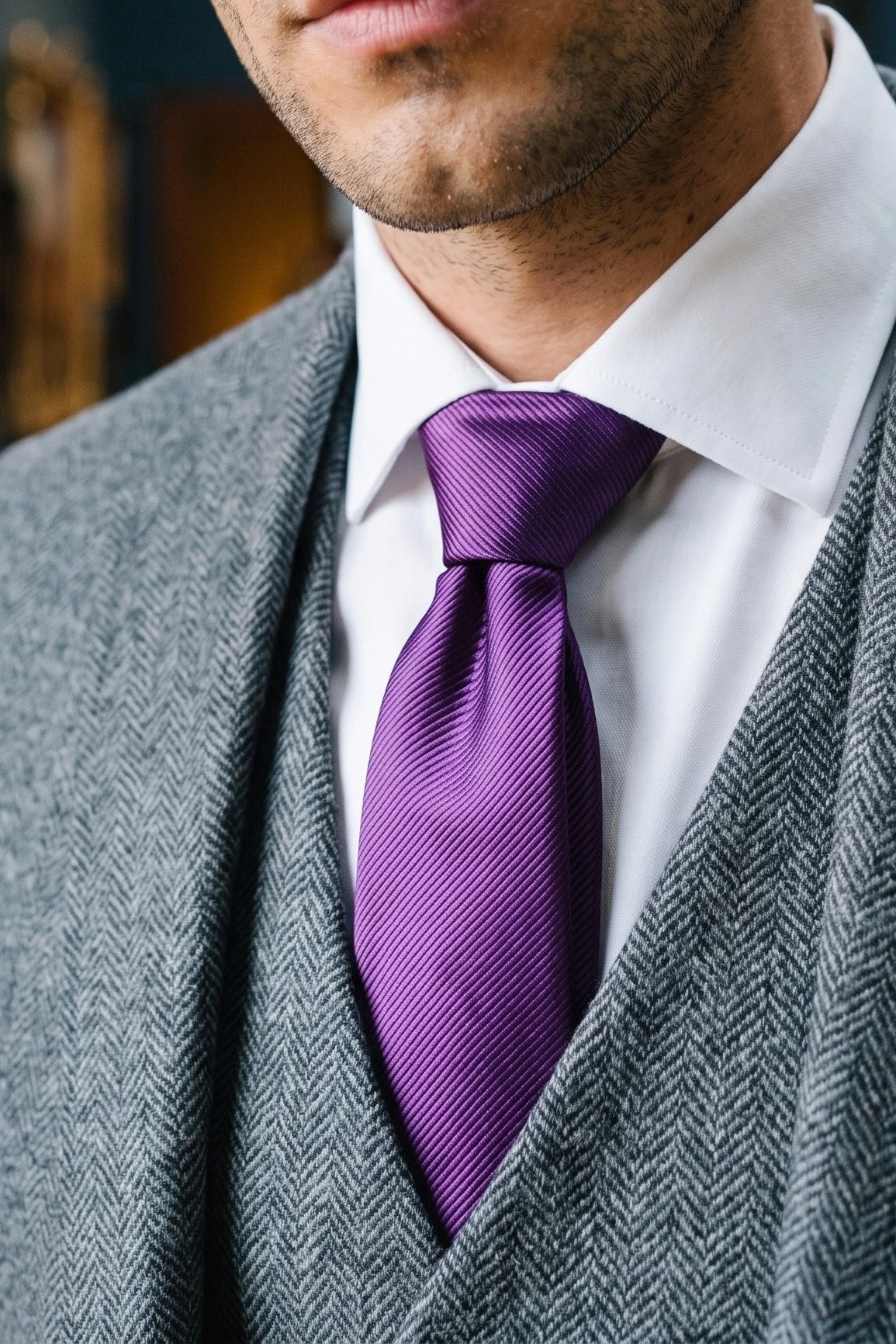 Vyriškas violetinis plonas 6 cm vienspalvis kaklaraištis