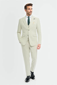 Vyriškas šalavijų žalios spalvos švarkas, pritaikytas pagal užsakymą