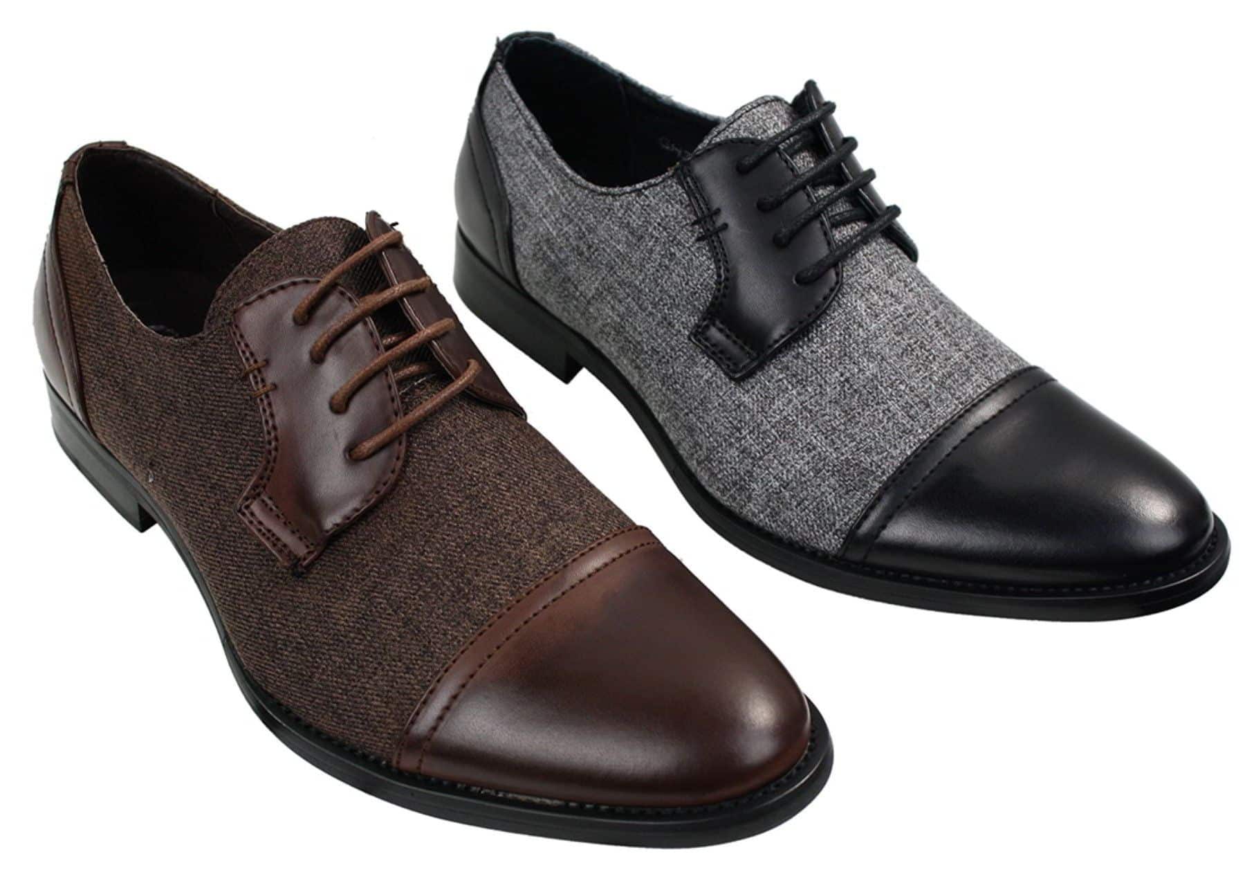 Vyriški elegantiški laisvalaikio stiliaus batai su raišteliais, tvido ir odiniais raišteliais, vintažiniai, retro stiliaus