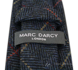 Vyriški tvido kaklaraiščiai su silkės kaulo raštu, Marc Darcy, klasikiniai, vintažiniai, retro stiliaus, tamsiai mėlyni, Eton