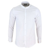 Vyriški balti marškiniai su Nehru apykakle ir nuimama apykakle