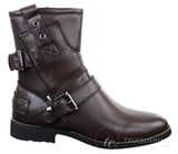 Vyriški užtrauktukai su pankroko, gotikos, emo stiliaus aulinukai su ruda ir juoda odine sagtimi