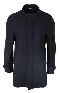 Vyriškas 3/4 ilgio paltas, juodas, švarkas, paltas su nuimamu gobtuvu, elegantiškas, kasdienis, žieminis, šiltas, vilnonis