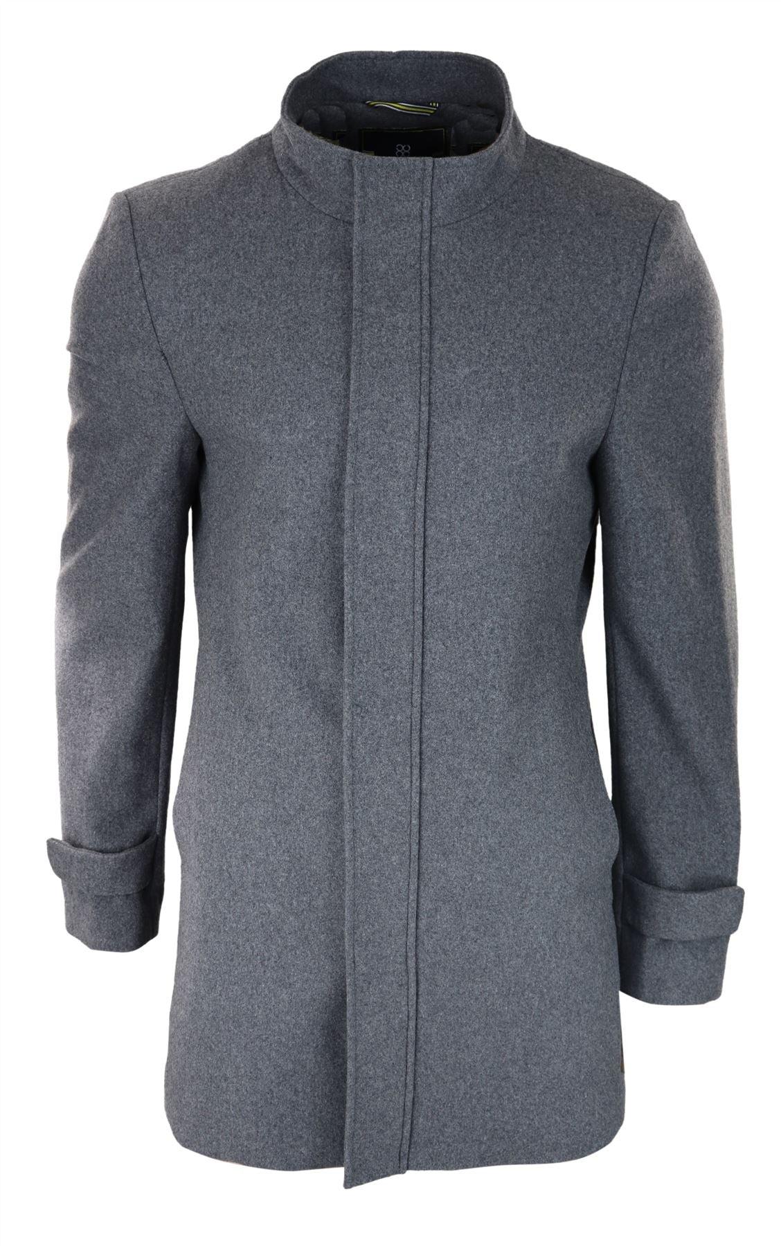 Vyriškas 3/4 ilgio pilkas švarkas, švarkas su nuimamu gobtuvu, elegantiškas, kasdienis, žieminis, šiltas, vilnonis paltas