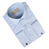 Vyriški mėlyni oksfordo marškiniai su dvigubomis rankovėmis