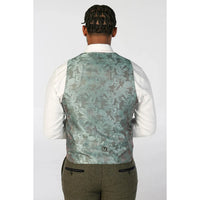 „Oscar“ – vyriškas trijų dalių alyvuogių žalios spalvos vilnos mišinio tvido kostiumas