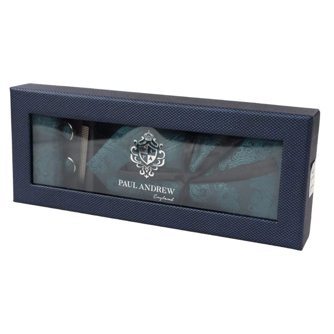 Paisley kaklo žalio kaklaraiščio dovanų rinkinys kišeninėms kvadratėlėms su rankogalių sąsagomis, gėlių raštu, atlasu