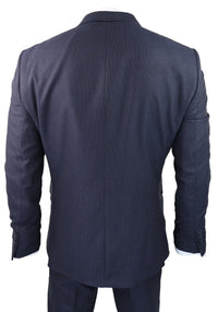 Tamsiai mėlynas dryžuotas trijų dalių kostiumas - RC20-31